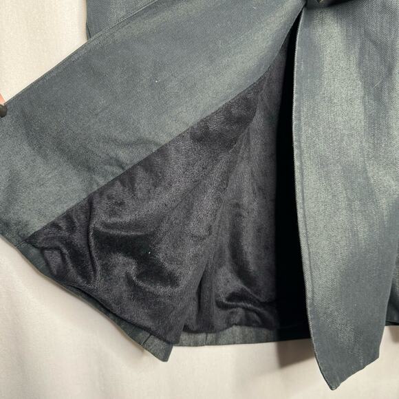 BANANA REPUBLIC / black belted fleece lined long trench coat jacket / S - Picture 6 of 9